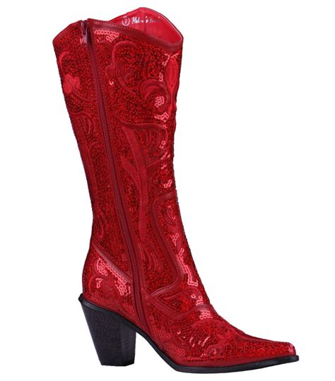 Helens Heart Red Blingy Sequins Cowboy Boots Skyz Boutique