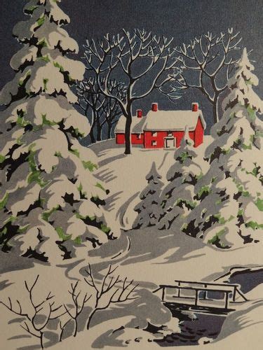 1950s Winter Snow Scene Vintage Christmas Card Winter Vintage