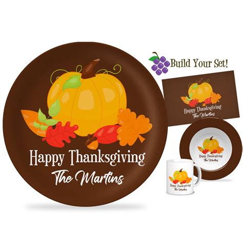 Thanksgiving Plate Brown Happy Thanksgiving Dinner Plate Etsy