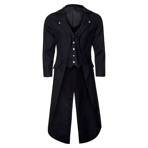 Mens Clothing 44s Black Wool Frock Coat Long Western Style Jacket