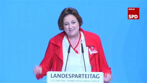 02 06 2018 Dr Ina Czyborra Vorstellungsrede Landesparteitag Der Spd Berlin Youtube