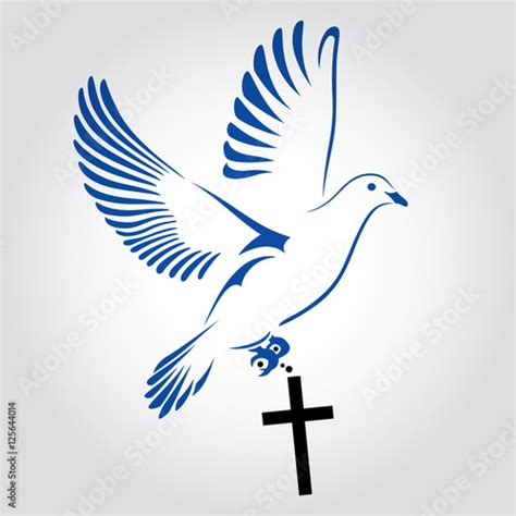 Dove Flying With A Symbol Of Religion Cross Dove Of Peace Vector