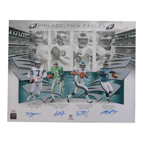 Eagles Qb Legends 16x20 Photo Signed By 4 With Michael Vick Donovan