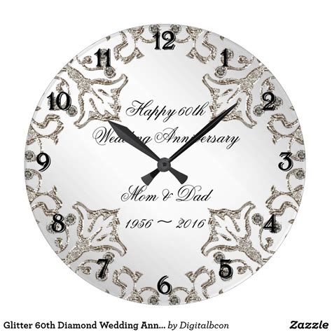 Glitter Th Diamond Wedding Anniversary Clock Zazzle Anniversary