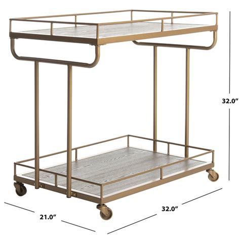 Safavieh Dawson 2 Tier Modern Glam Rectangle Bar Cart With Casters