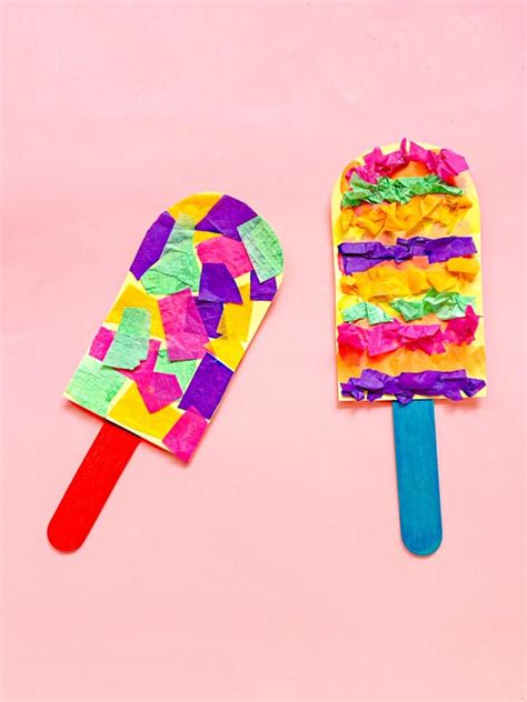 Summer Popsicle Tissue Paper Craft For Kids Made With Happy