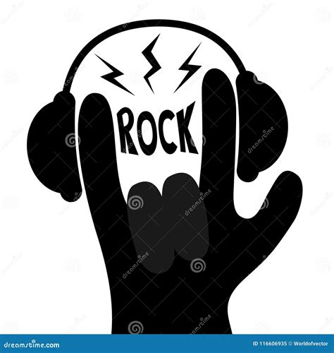 Música Rock Icono De La Forma De La Silueta Del Negro Del Finger De La