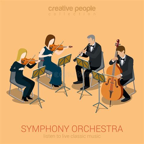 Classic Symphony Orchestra String Quartet Stock Vector Illustration