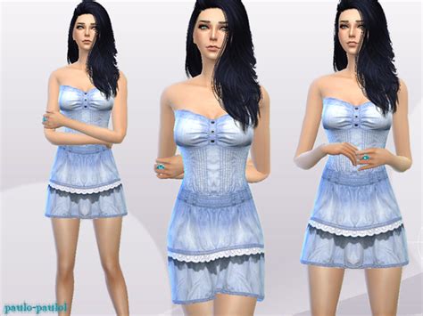 The Sims Resource Denim Short Dress By Paulo Paulol Sims 4 Downloads
