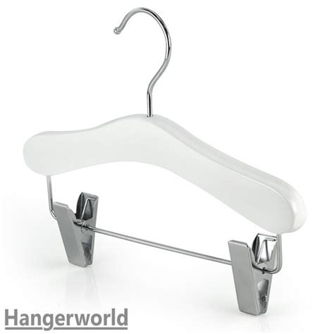 Hangerworld™ 12 Childrens 25cm White Wooden Clip Hangers Clothes Coat