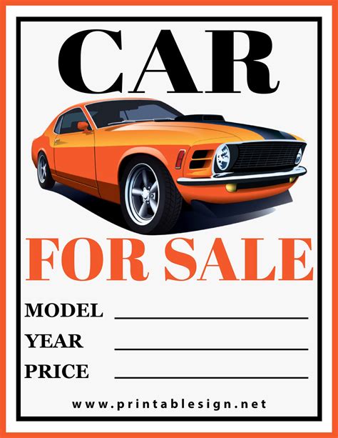 Car For Sale Printable Sign Pack Printable Signs