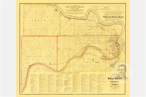 Vintage Wyandotte County Map 1885 Old Map Of Wyandotte Etsy