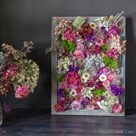 Remove flower heads from the plant in the late morning then put the frame back together with the flower art inside. Framed Dried Flowers Makes an Amazing Piece of Art