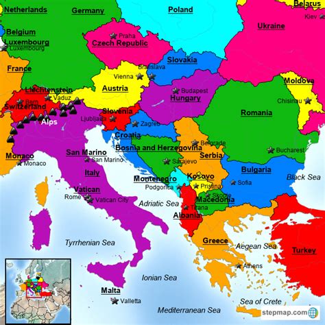 Stepmap Southeast Europe Landkarte Für Europe