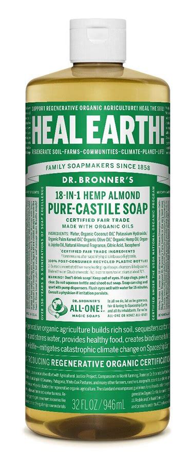 This brand was founded in the year 1948 by a classic. DR BRONNER'S M SOAP ORGANIC LIQ 32OZ/ ALMOND - Healthy U