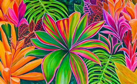 Hawaii Art Home Decor Tropical Art Kauai Artist Floral Acrylic