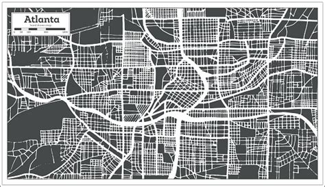 Atlanta Georgia Usa City Map In Retro Style Outline Map Stock