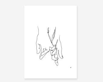 Buy hand heart art print by explicitdesign. Contour line | Etsy