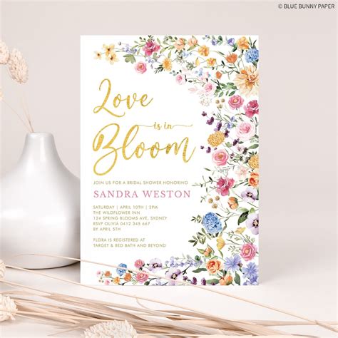 Love Is In Bloom Bridal Shower Invitation Wildflower Wedding Shower