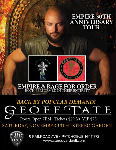 Geoff Tate Empire 30th Anniversary Tour — Stereo Garden Patchogue Ny
