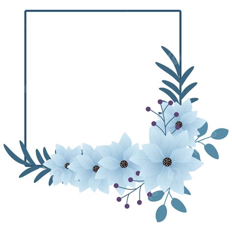 Gambar Bingkai Bunga Biru Dengan Gaya Lingkaran Bingkai Bunga Riset