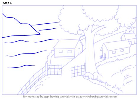 How To Draw A Beautiful Village Scenery Villages Step By Step