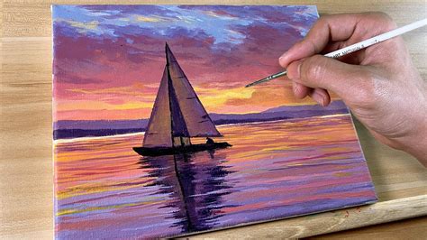 Acrylic Painting Time Lapse Sunset Sailing Correa Art YouTube