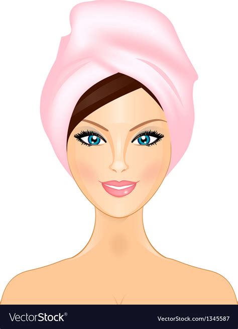 Smiling Girl With Pink Towel Royalty Free Vector Image