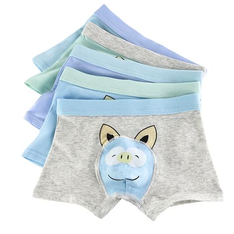 5 Pcslot Cute Cartoon Pattern Kids Underwear Soft Cotton Boy Boxer