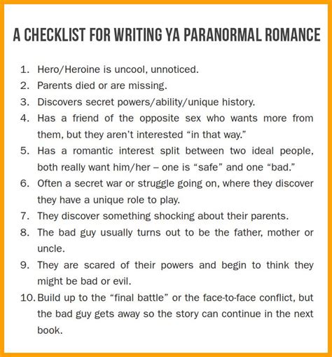 Tips For Ya Paranormal Romance Novel Paranormal Romance Writing