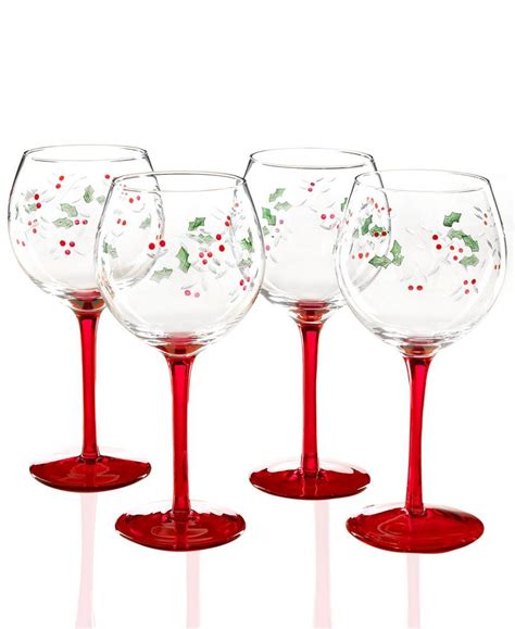 Pfaltzgraff Set Of 4 Winterberry Wine Glasses Glassware And Stemware