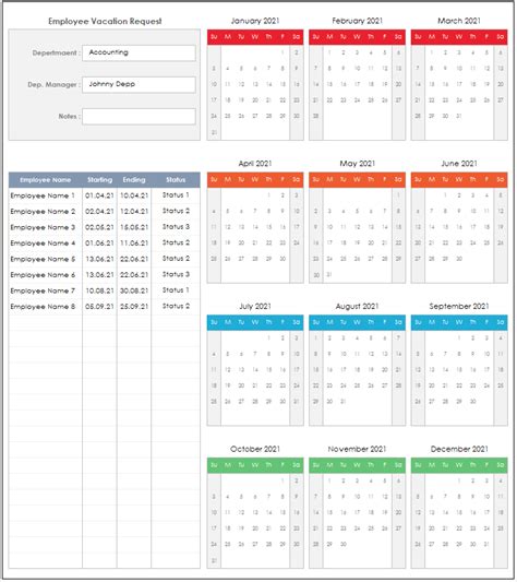 Employee Data Calendar 2021 Calendar Printables Free Blank