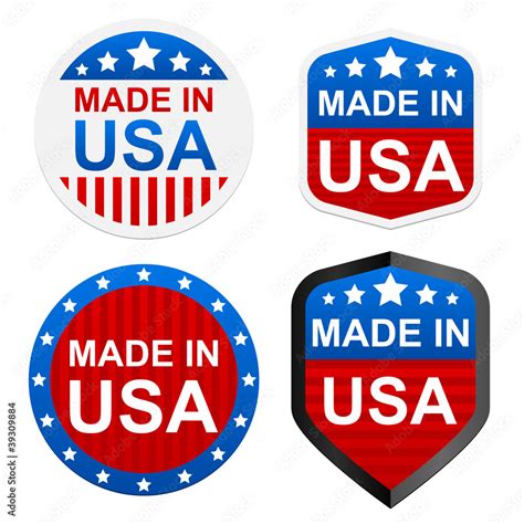 4 Stickers Made In Usa Vector Illustration Stock Vektorgrafik