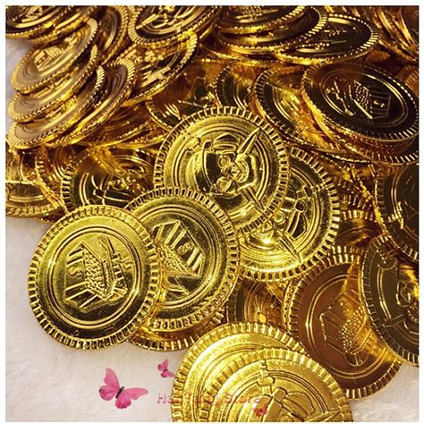 100and50pcs Plastic Pirate Gold Coins Treasure Toys Coins Captain Pirate