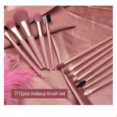 Trendy Nude Pink Makeup Brush Cosmetic Brushes 71012pcs Set Accessory Powder Highlight Brush