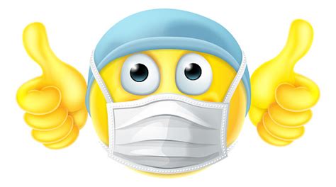 Maske Emoticon Emoji Daumen Hoch Psa Arzt Krankenschwester Stock Vektor