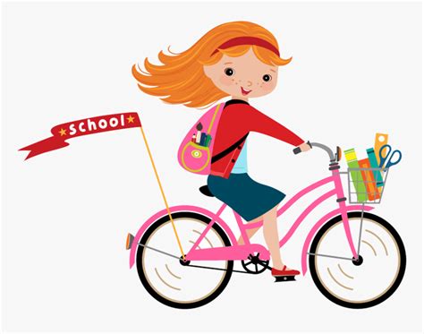 Bicycle Cartoon Clip Art Girl Riding Bike Clipart Hd Png Download Kindpng