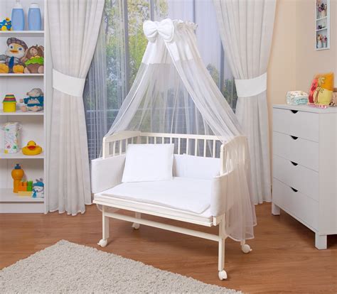 Buy Waldin Baby Bedside Cot Co Ing Height Adjustablewhite Painted 16
