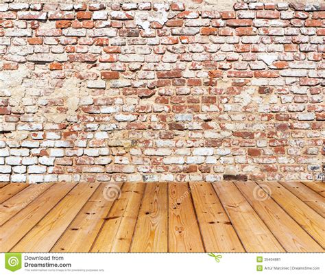 Old Brick Wall On Wood Floor Stock Image Image Of Ancient Colored