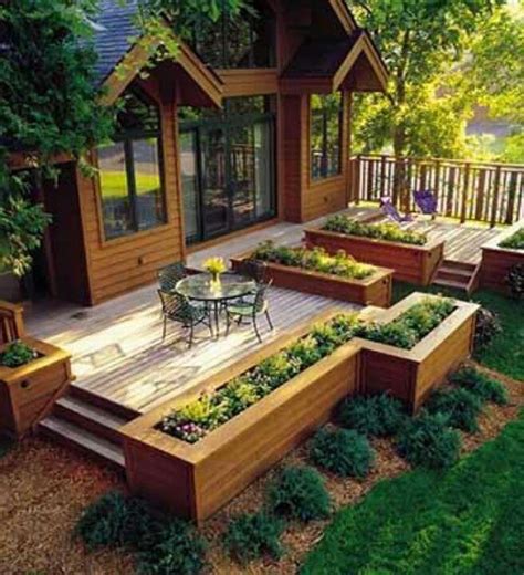 Raised Garden Beds Incorporated Into The Deck Backyard Patio