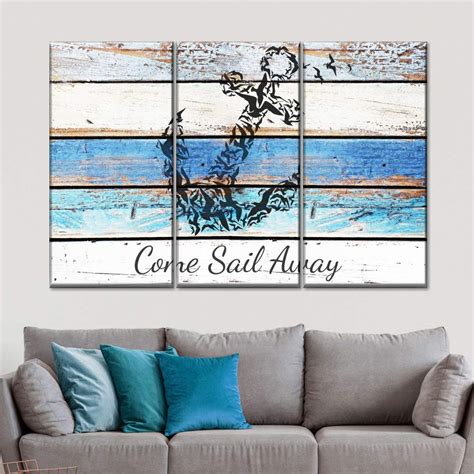 Blue Anchor Quote Wall Art In 2022 Canvas Wall Art Nautical Wall Art