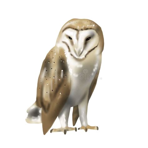 Watercolor Owl Barn Owl A Realistic Illustration Of An Owl Stock