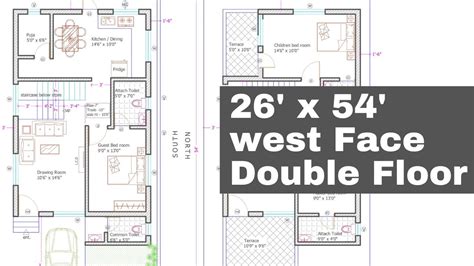 26 X 54 West Face 3 Bhk Double Floor House Plan Youtube