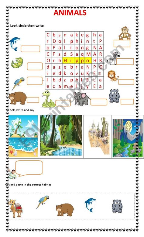 Habitat Worksheet For Grade 1