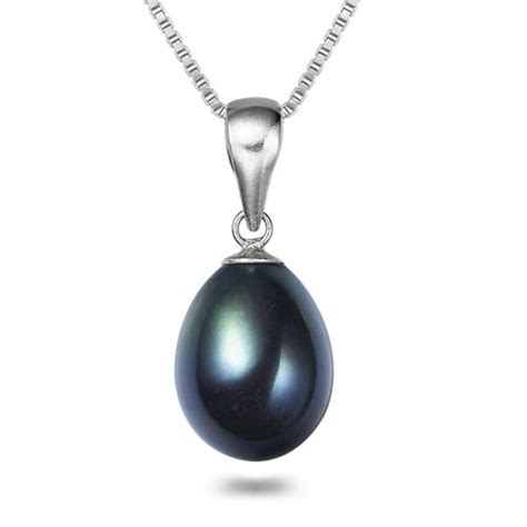Black Freshwater Pearl Pendant Necklace 1618 Etsy