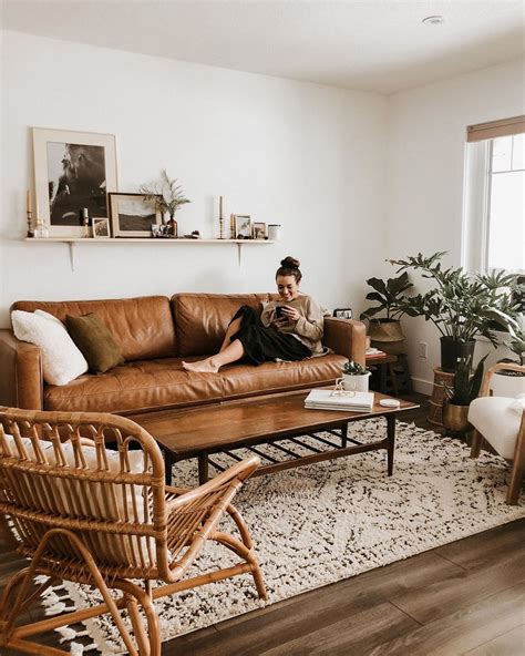 Brown Leather Couch Modern Boho Living Room Leather Couches Living