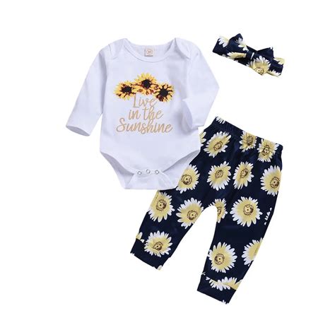 0 2y Toddler Newborn Infant Baby Girl Sunflower Clothing Set Baby Girls