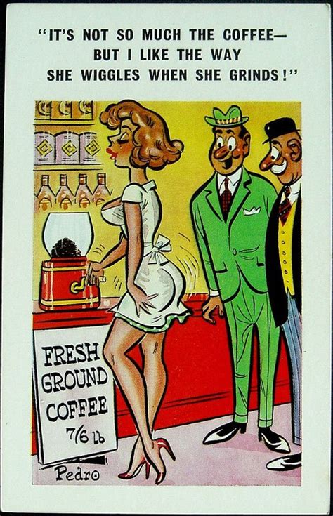 pedro comic saucy postcard sexy lady in coffee shop unposted no 106 postcards