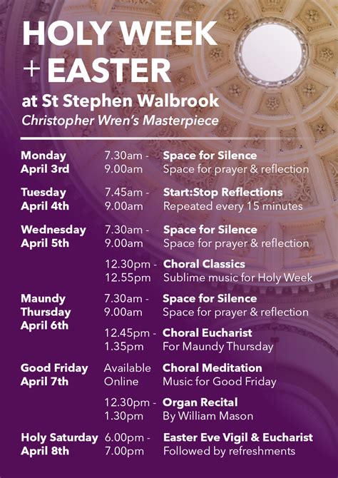 Holy Week And Easter Services St Stephen Walbrook London