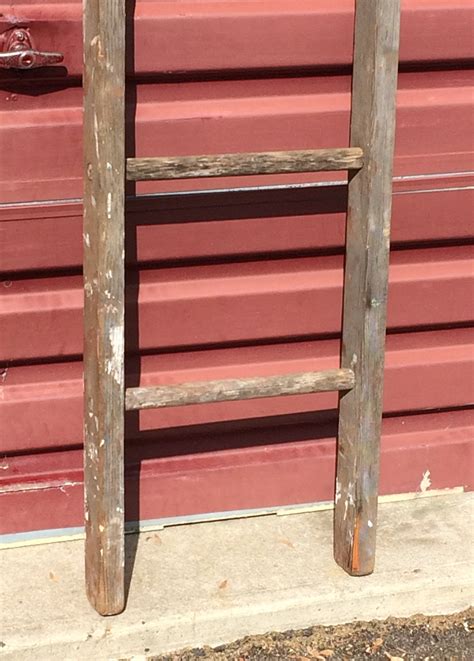Antique Wooden Blanket Ladder With Chippy Paint Splatter Old Painters